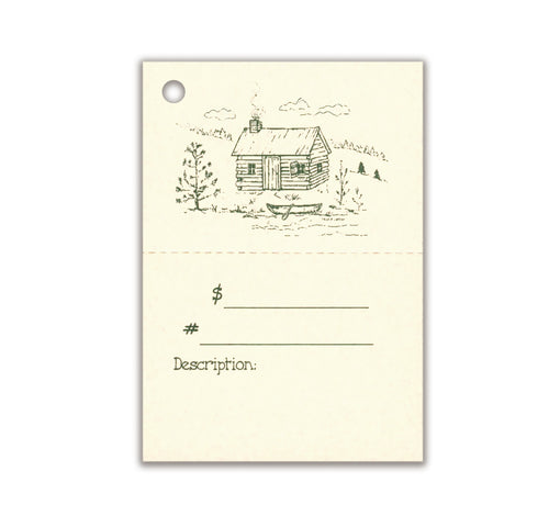 2-Part LOG CABIN Description Tag, Perforated For Price