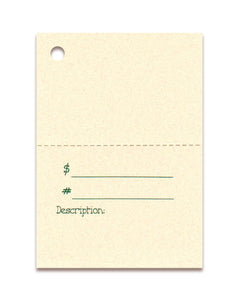 2-Part BLANK TOP Description Tag, Perforated For Price