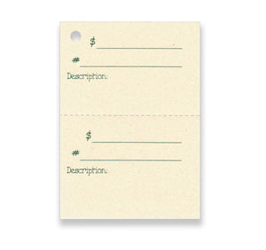 2-Part DOUBLE DESCRIPTION Tag, Perforated For Price