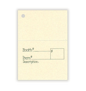2-Part VENDOR BOOTH, BLANK TOP Tag, Perforated For Price