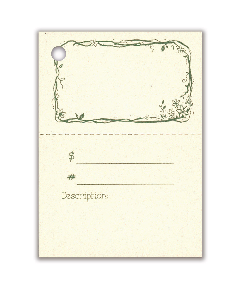 2-Part TWIGS & FLOWERS Description Tag, Perforated/Price