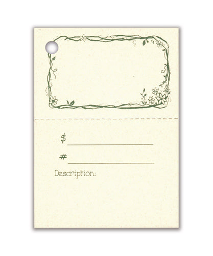 2-Part TWIGS & FLOWERS Description Tag, Perforated For Price